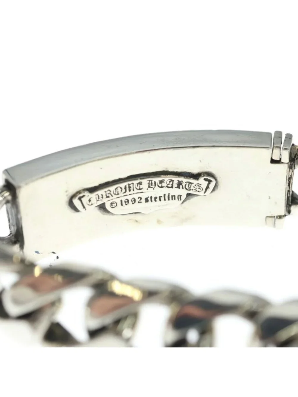 Chrome Hearts ID Floral Cross ID Classic Link Bracelet Silver